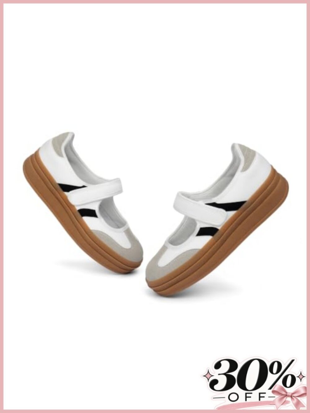 Platform Mary Jane Sneakers Faux Leather Slip On Walking Flats - Picture 4 of 6